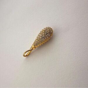 Swarovski Signed Gold Tone Teardrop Pendant Crystals Vintage Necklace Charm